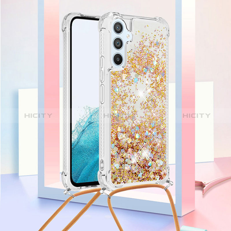 Custodia Silicone Cover Morbida Bling-Bling con Cinghia Cordino Mano YB3 per Samsung Galaxy A54 5G