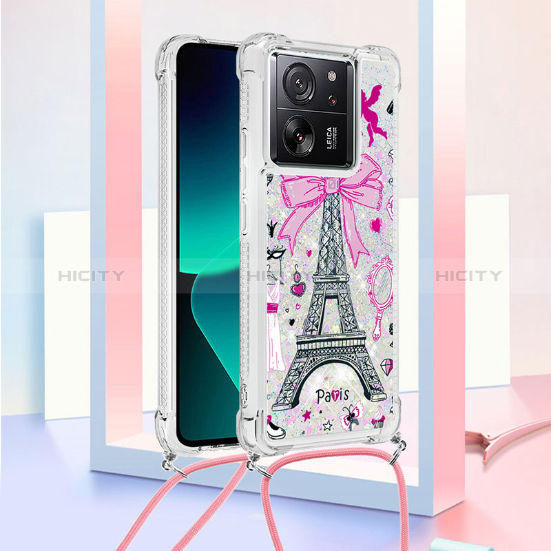 Custodia Silicone Cover Morbida Bling-Bling con Cinghia Cordino Mano YB3 per Xiaomi Mi 13T 5G