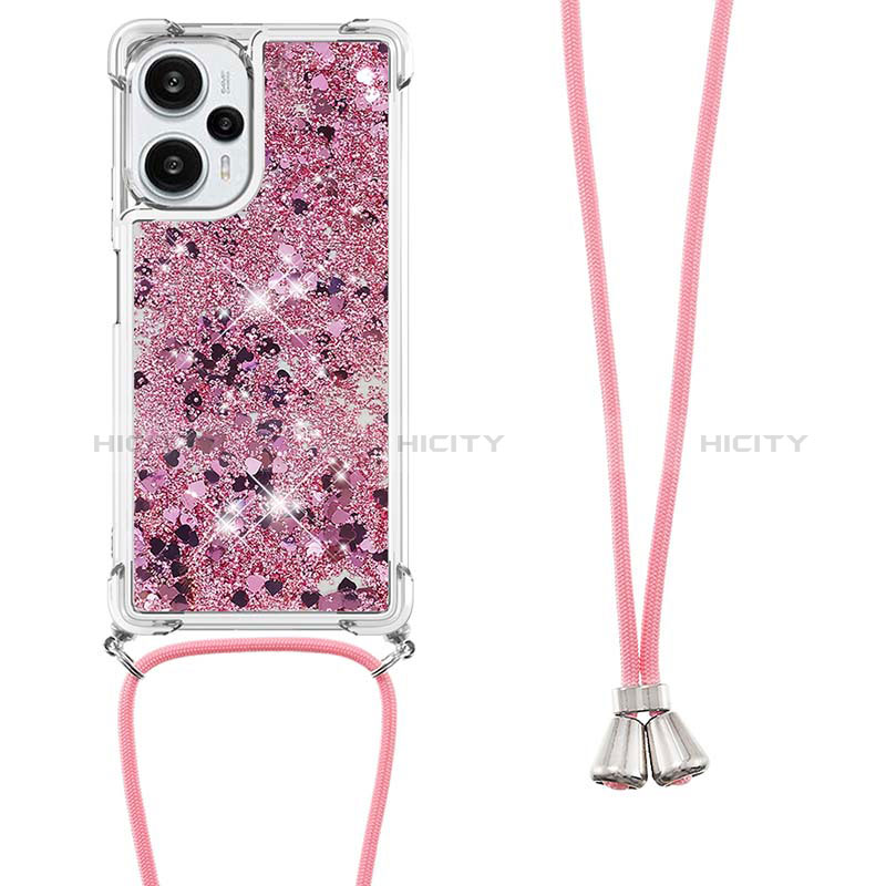 Custodia Silicone Cover Morbida Bling-Bling con Cinghia Cordino Mano YB3 per Xiaomi Poco F5 5G