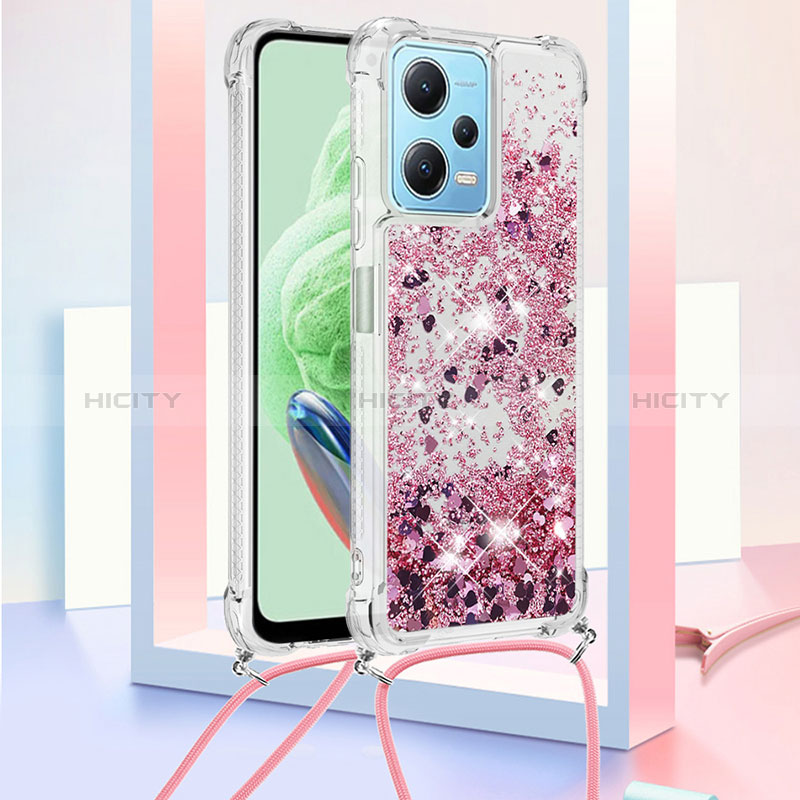 Custodia Silicone Cover Morbida Bling-Bling con Cinghia Cordino Mano YB3 per Xiaomi Redmi Note 12 5G