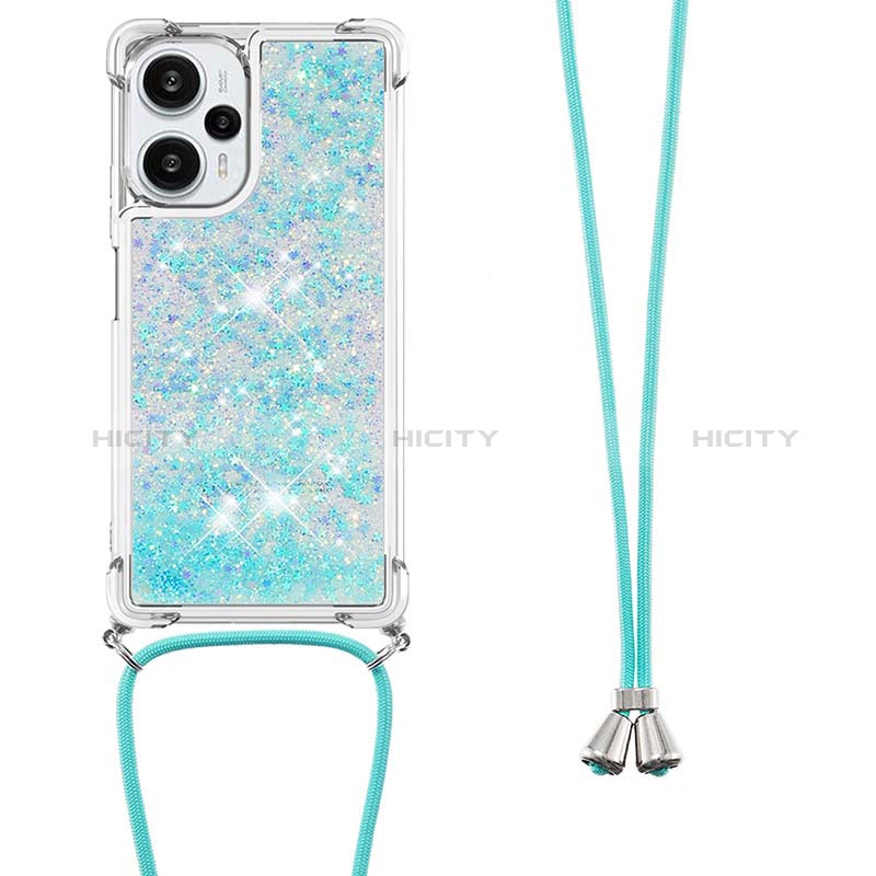 Custodia Silicone Cover Morbida Bling-Bling con Cinghia Cordino Mano YB3 per Xiaomi Redmi Note 12 Turbo 5G