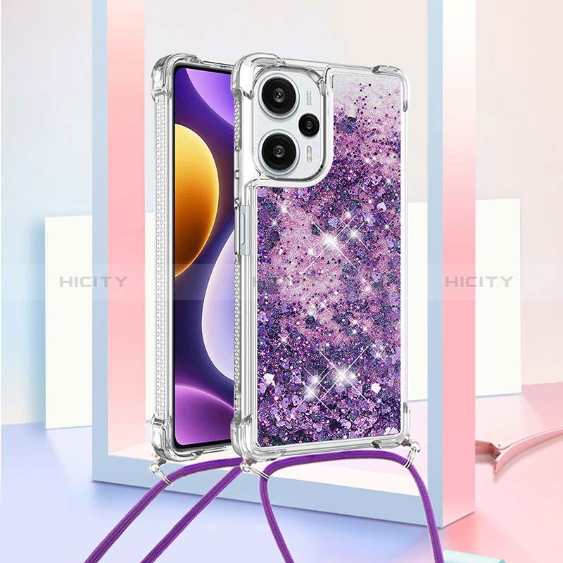 Custodia Silicone Cover Morbida Bling-Bling con Cinghia Cordino Mano YB3 per Xiaomi Redmi Note 12 Turbo 5G