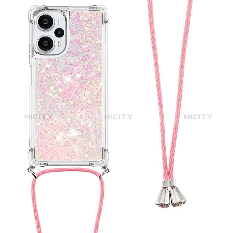 Custodia Silicone Cover Morbida Bling-Bling con Cinghia Cordino Mano YB3 per Xiaomi Redmi Note 12 Turbo 5G