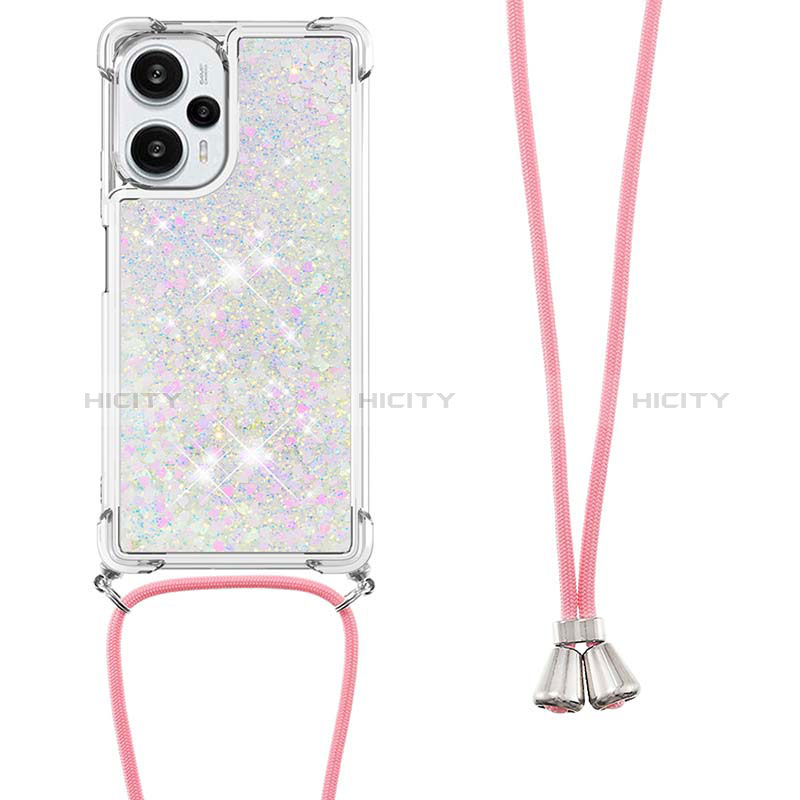 Custodia Silicone Cover Morbida Bling-Bling con Cinghia Cordino Mano YB3 per Xiaomi Redmi Note 12 Turbo 5G