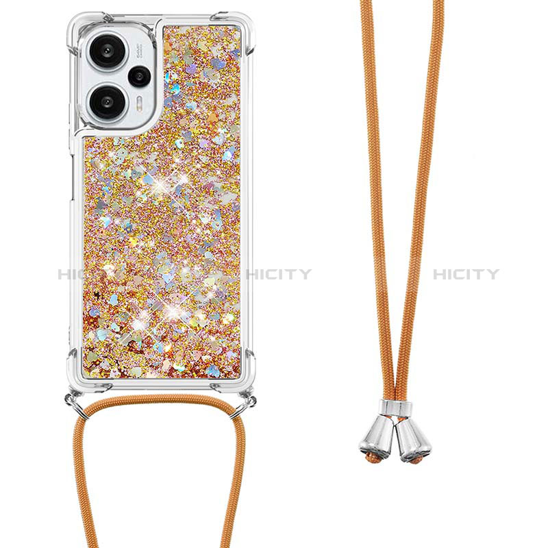 Custodia Silicone Cover Morbida Bling-Bling con Cinghia Cordino Mano YB3 per Xiaomi Redmi Note 12 Turbo 5G