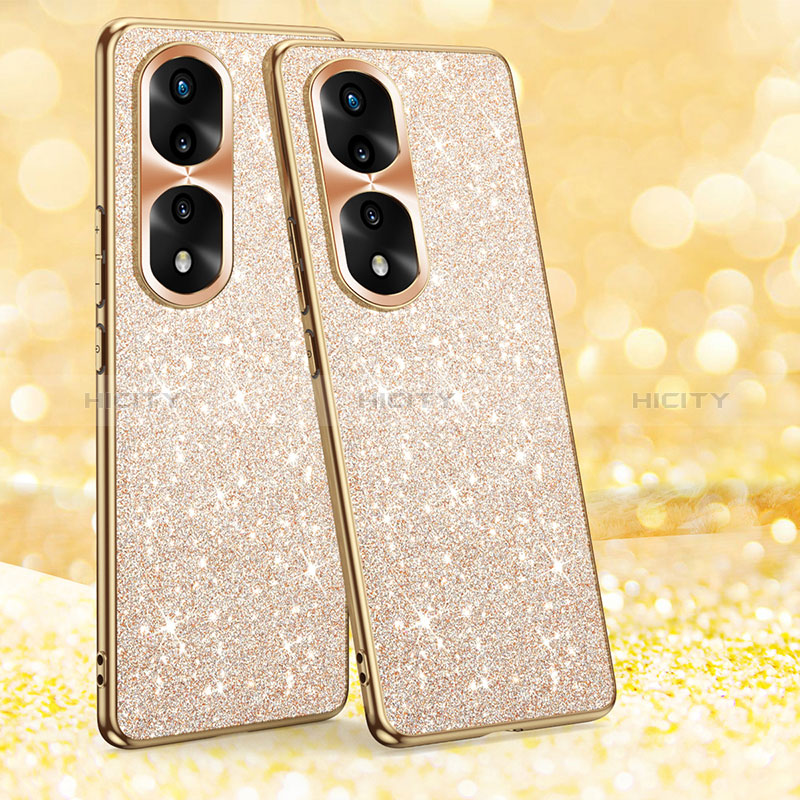 Custodia Silicone Cover Morbida Bling-Bling GS1 per Huawei Honor 70 Pro 5G Oro