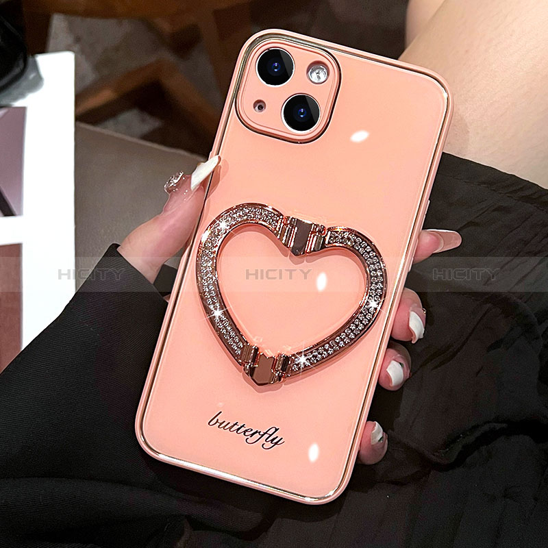 Custodia Silicone Cover Morbida Bling-Bling JL1 per Apple iPhone 14 Oro Rosa