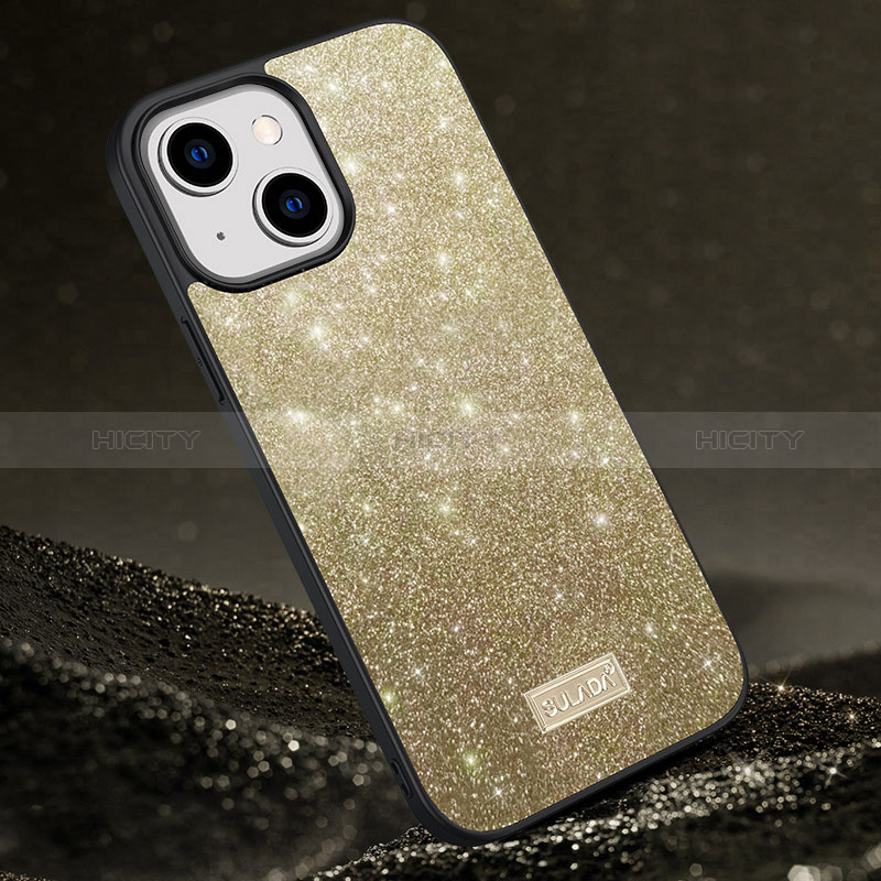 Custodia Silicone Cover Morbida Bling-Bling LD1 per Apple iPhone 15 Plus Oro