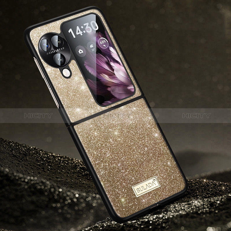 Custodia Silicone Cover Morbida Bling-Bling LD1 per Oppo Find N3 Flip 5G Oro