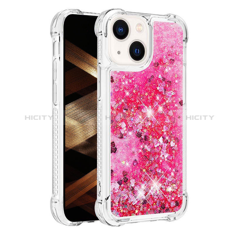 Custodia Silicone Cover Morbida Bling-Bling S01 per Apple iPhone 14 Rosa Caldo