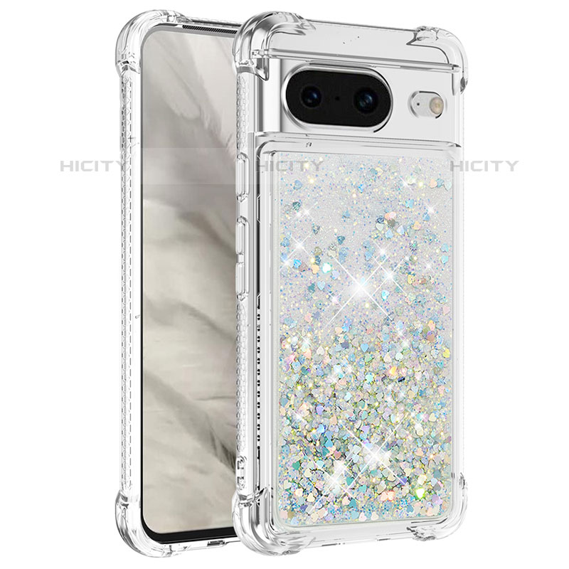 Custodia Silicone Cover Morbida Bling-Bling S01 per Google Pixel 8 5G Bianco