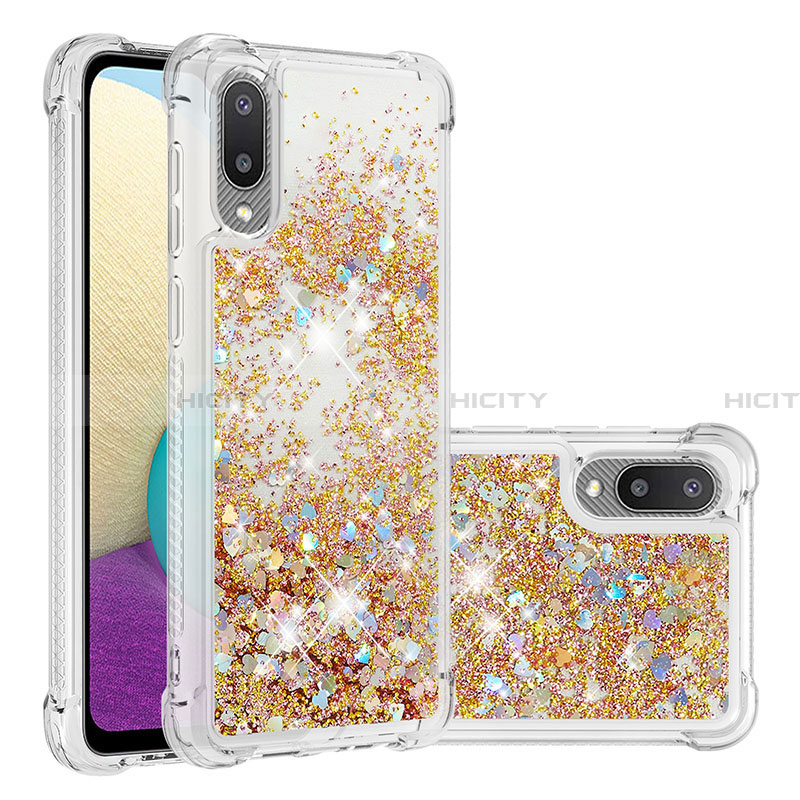 Custodia Silicone Cover Morbida Bling-Bling S01 per Samsung Galaxy A02 Oro