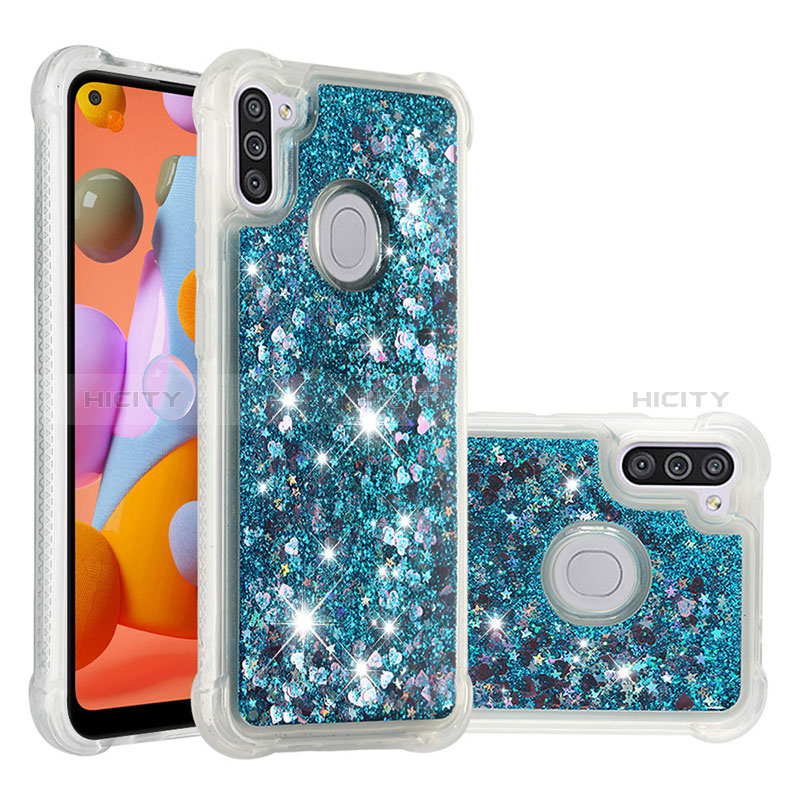 Custodia Silicone Cover Morbida Bling-Bling S01 per Samsung Galaxy A11 Blu