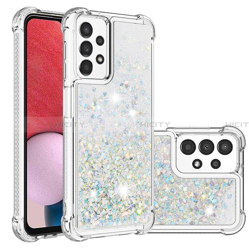 Custodia Silicone Cover Morbida Bling-Bling S01 per Samsung Galaxy A13 4G Argento