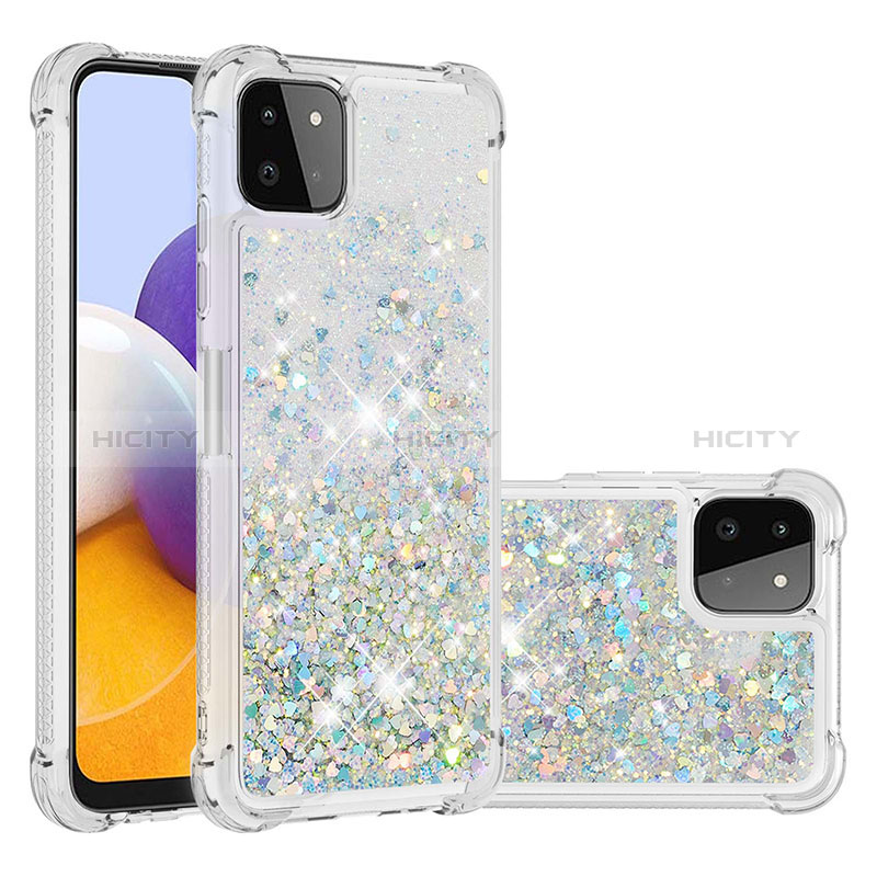 Custodia Silicone Cover Morbida Bling-Bling S01 per Samsung Galaxy A22s 5G Argento