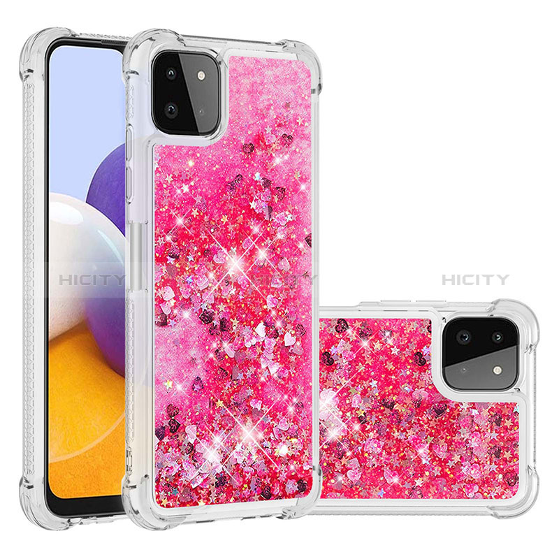 Custodia Silicone Cover Morbida Bling-Bling S01 per Samsung Galaxy A22s 5G Rosa Caldo