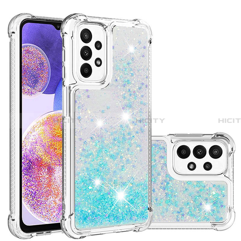 Custodia Silicone Cover Morbida Bling-Bling S01 per Samsung Galaxy A23 4G Cielo Blu