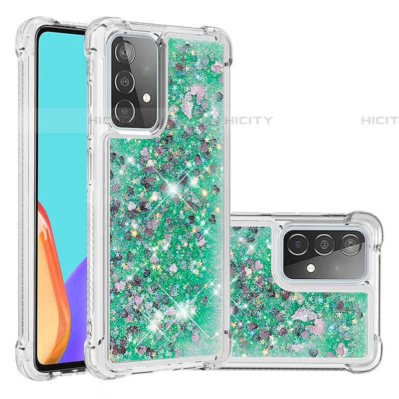 Custodia Silicone Cover Morbida Bling-Bling S01 per Samsung Galaxy A52 4G Verde