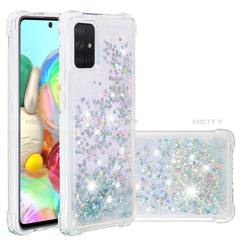 Custodia Silicone Cover Morbida Bling-Bling S01 per Samsung Galaxy A71 4G A715 Argento