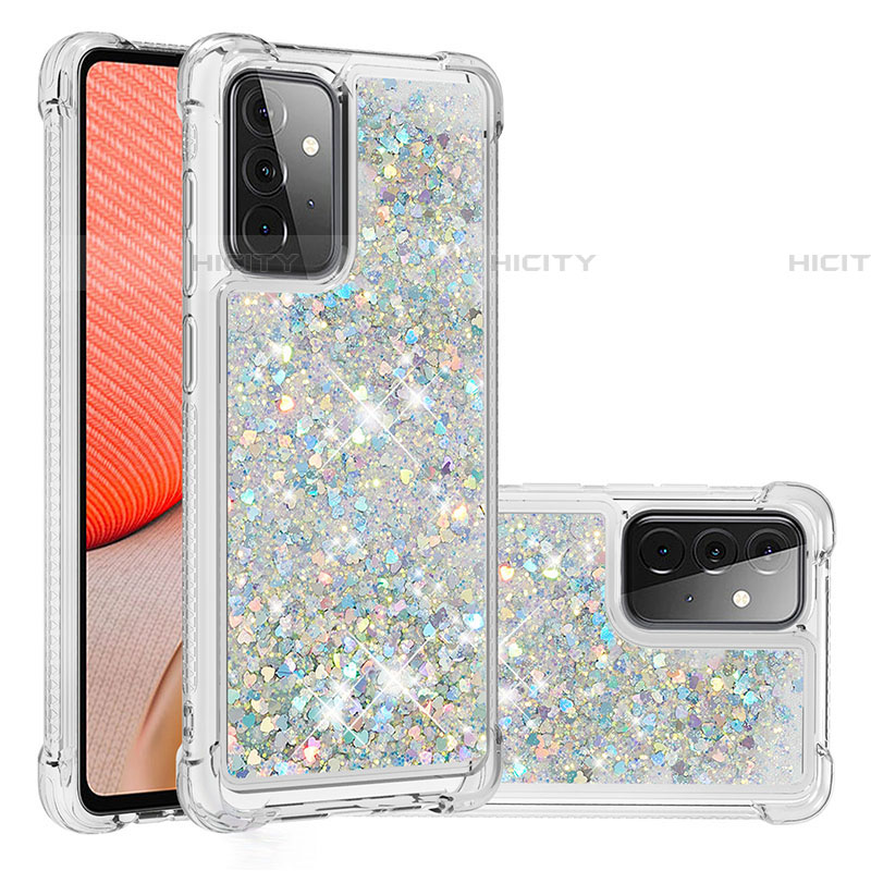 Custodia Silicone Cover Morbida Bling-Bling S01 per Samsung Galaxy A72 4G Argento