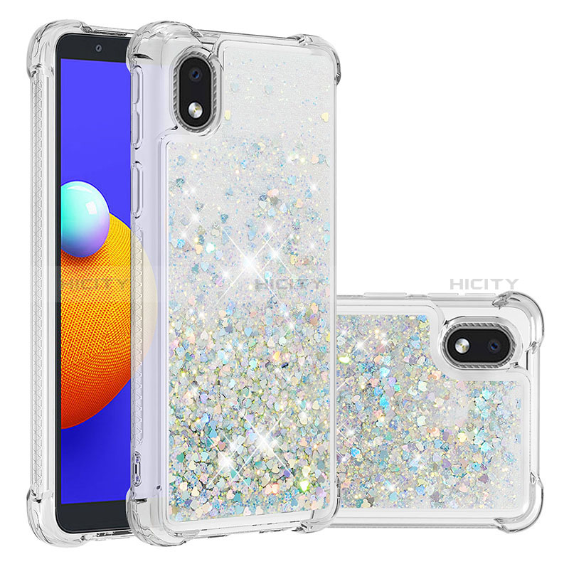 Custodia Silicone Cover Morbida Bling-Bling S01 per Samsung Galaxy M01 Core Argento