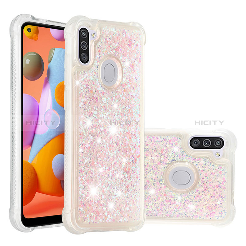 Custodia Silicone Cover Morbida Bling-Bling S01 per Samsung Galaxy M11 Rosa