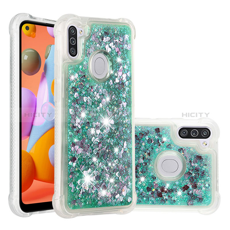 Custodia Silicone Cover Morbida Bling-Bling S01 per Samsung Galaxy M11 Verde