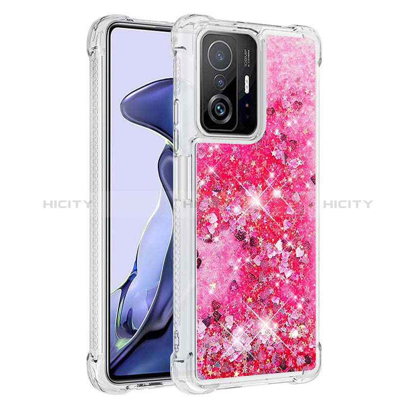 Custodia Silicone Cover Morbida Bling-Bling S01 per Xiaomi Mi 11T Pro 5G Rosa Caldo