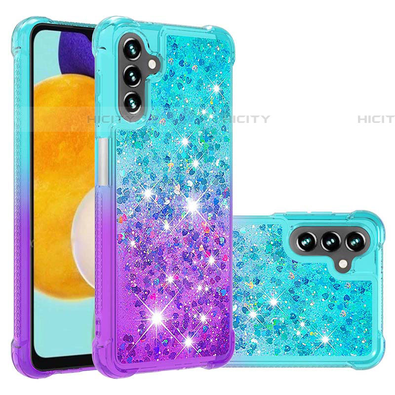 Custodia Silicone Cover Morbida Bling-Bling S02 per Samsung Galaxy A04s Cielo Blu