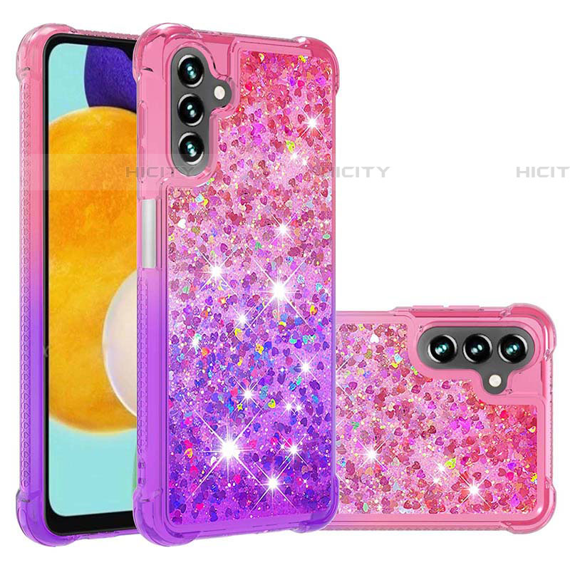 Custodia Silicone Cover Morbida Bling-Bling S02 per Samsung Galaxy A04s Rosa Caldo