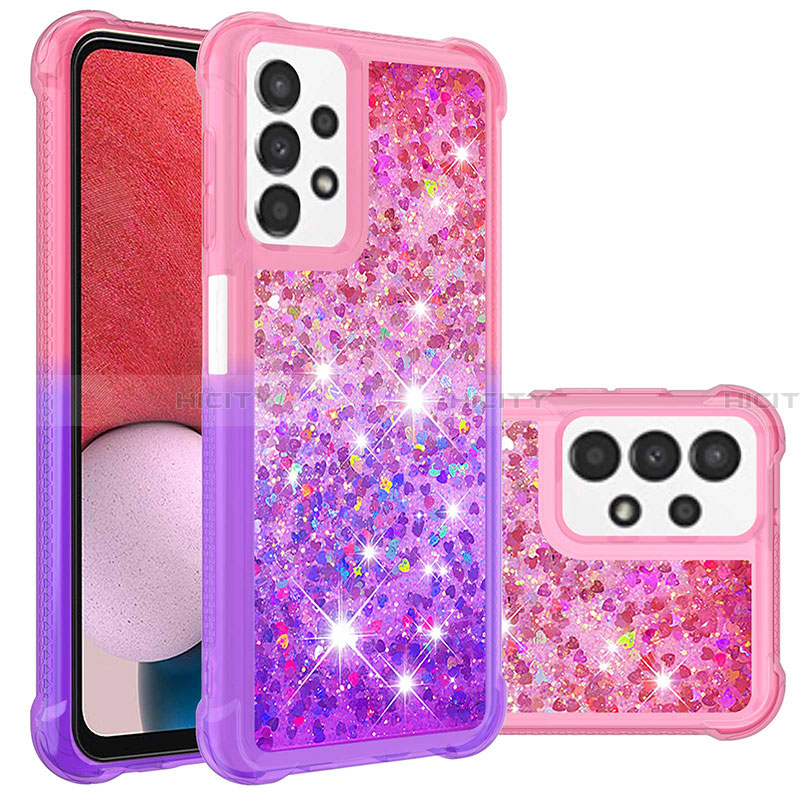 Custodia Silicone Cover Morbida Bling-Bling S02 per Samsung Galaxy A13 4G Rosa Caldo