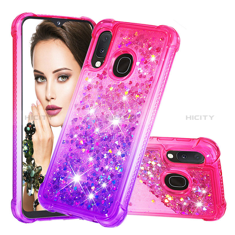 Custodia Silicone Cover Morbida Bling-Bling S02 per Samsung Galaxy A20e Rosa Caldo