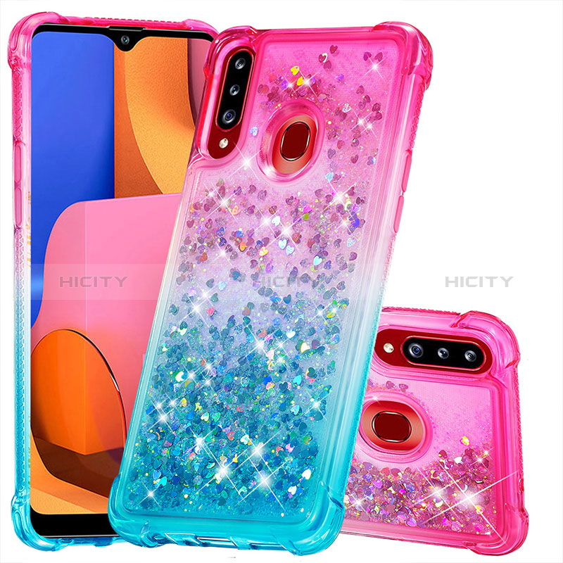 Custodia Silicone Cover Morbida Bling-Bling S02 per Samsung Galaxy A20s Rosa