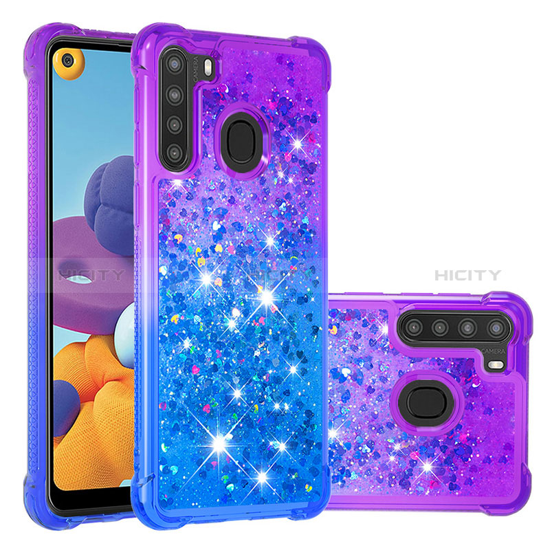 Custodia Silicone Cover Morbida Bling-Bling S02 per Samsung Galaxy A21 Viola