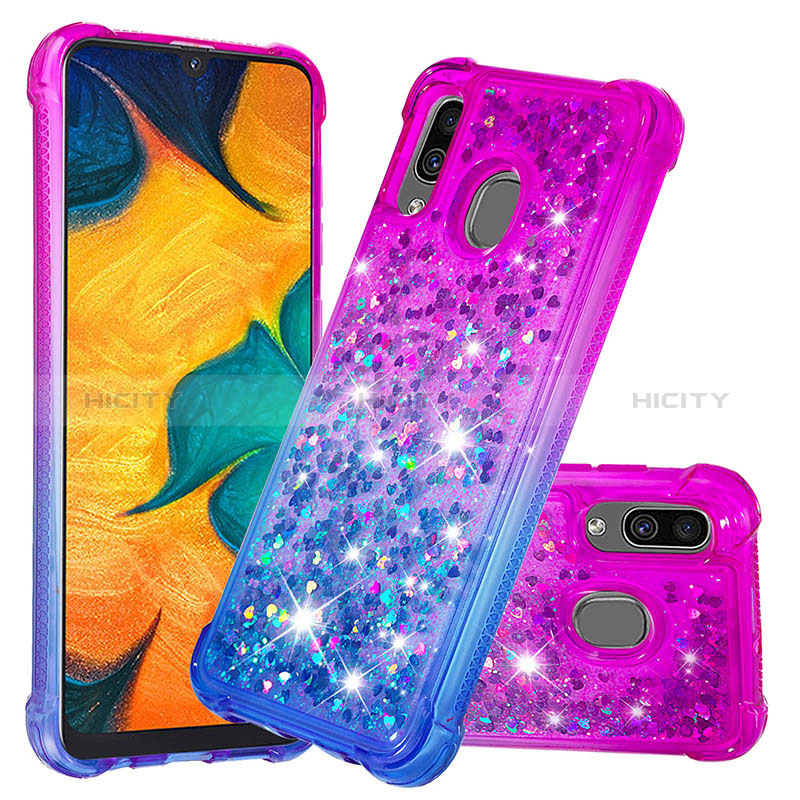 Custodia Silicone Cover Morbida Bling-Bling S02 per Samsung Galaxy A30 Viola