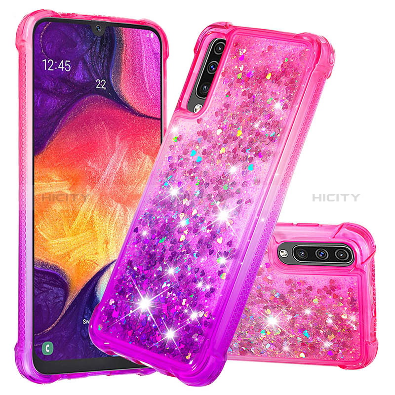 Custodia Silicone Cover Morbida Bling-Bling S02 per Samsung Galaxy A30S Rosa Caldo