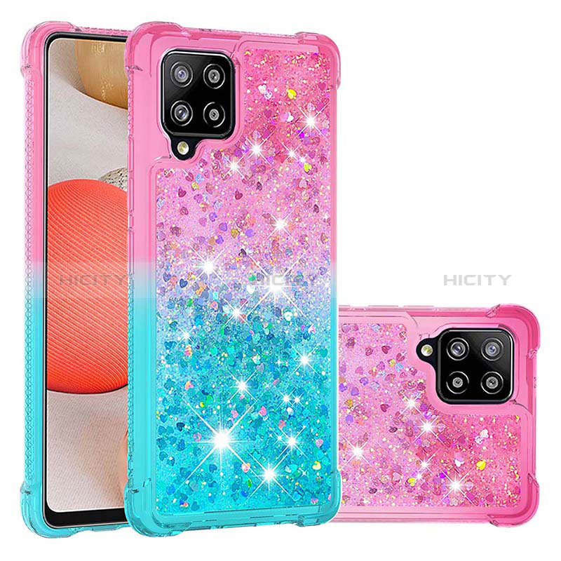 Custodia Silicone Cover Morbida Bling-Bling S02 per Samsung Galaxy A42 5G Rosa