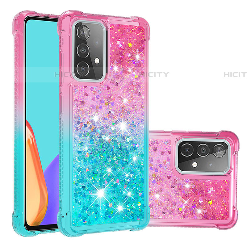 Custodia Silicone Cover Morbida Bling-Bling S02 per Samsung Galaxy A52 5G Rosa