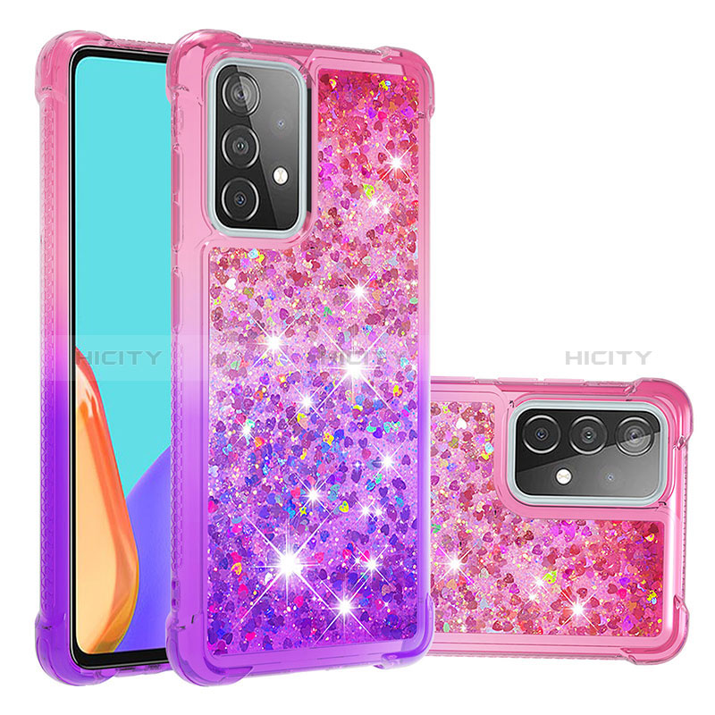 Custodia Silicone Cover Morbida Bling-Bling S02 per Samsung Galaxy A52s 5G Rosa Caldo