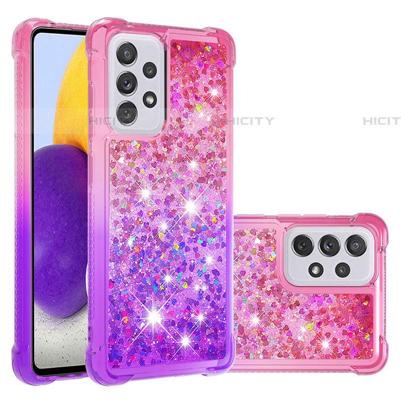 Custodia Silicone Cover Morbida Bling-Bling S02 per Samsung Galaxy A73 5G Rosa Caldo