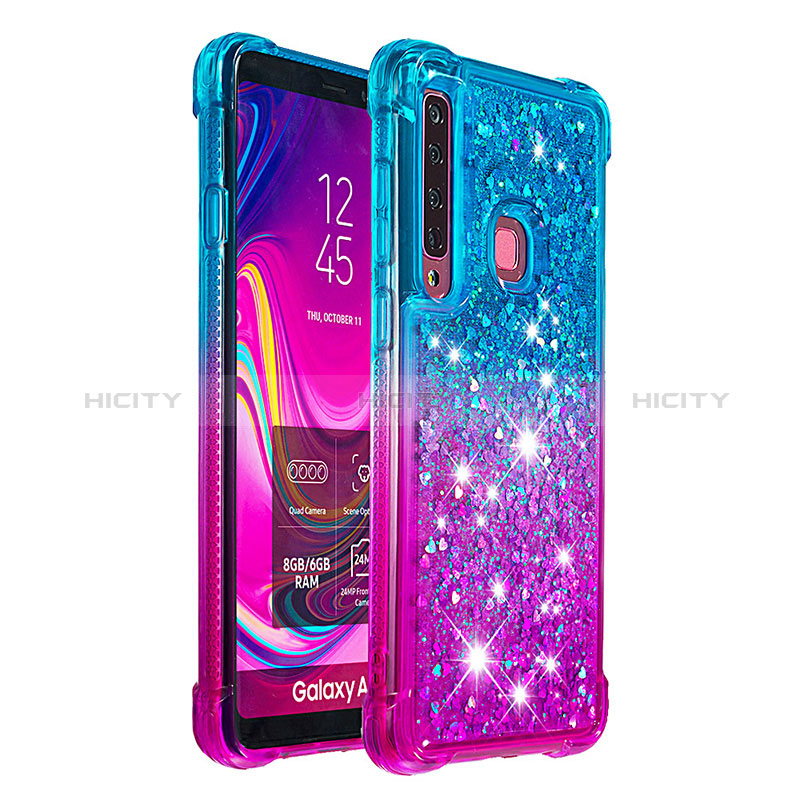 Custodia Silicone Cover Morbida Bling-Bling S02 per Samsung Galaxy A9 Star Pro Cielo Blu