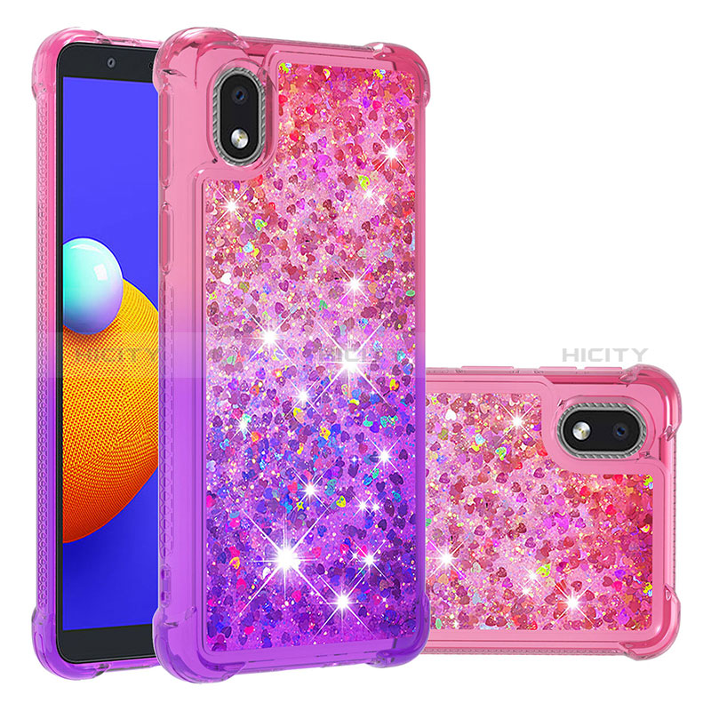 Custodia Silicone Cover Morbida Bling-Bling S02 per Samsung Galaxy M01 Core Rosa Caldo