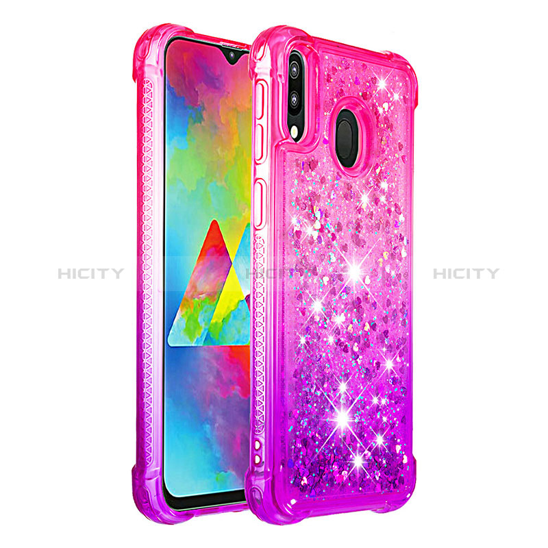 Custodia Silicone Cover Morbida Bling-Bling S02 per Samsung Galaxy M20 Rosa Caldo