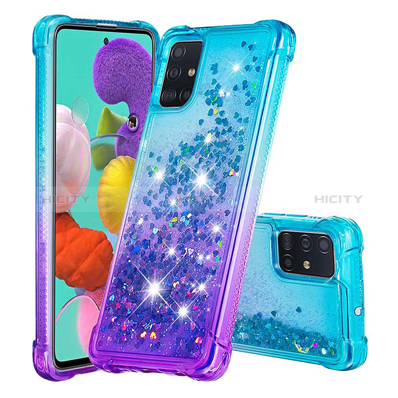 Custodia Silicone Cover Morbida Bling-Bling S02 per Samsung Galaxy M40S Cielo Blu