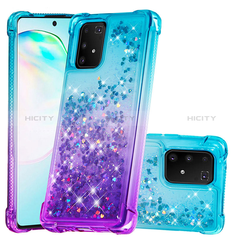 Custodia Silicone Cover Morbida Bling-Bling S02 per Samsung Galaxy S10 Lite Cielo Blu