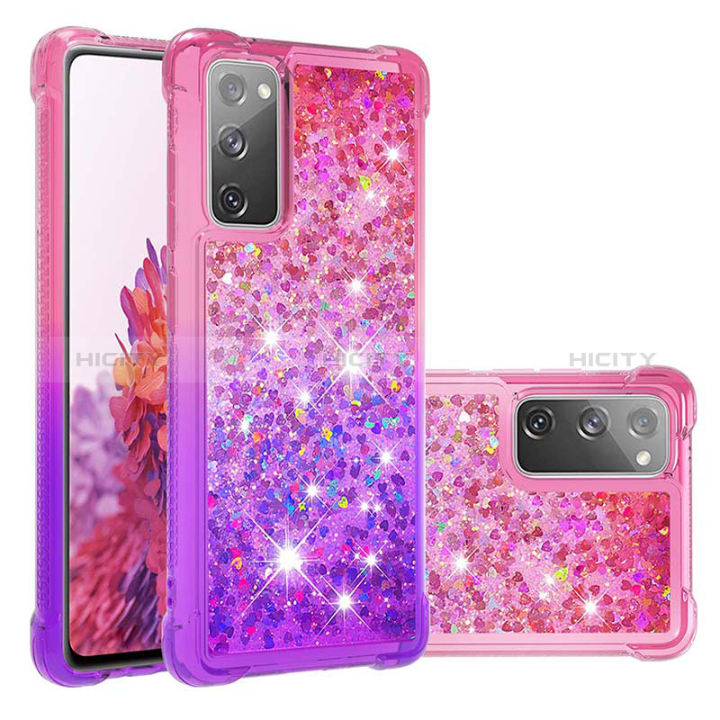 Custodia Silicone Cover Morbida Bling-Bling S02 per Samsung Galaxy S20 FE (2022) 5G Rosa Caldo