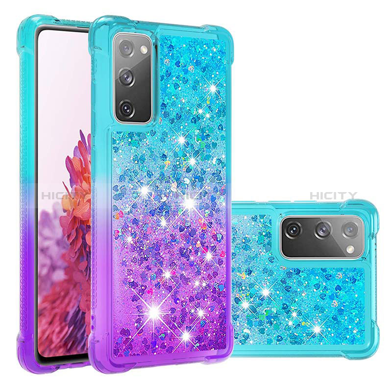 Custodia Silicone Cover Morbida Bling-Bling S02 per Samsung Galaxy S20 FE 4G Cielo Blu