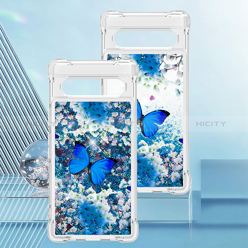 Custodia Silicone Cover Morbida Bling-Bling S03 per Google Pixel 7a 5G Blu