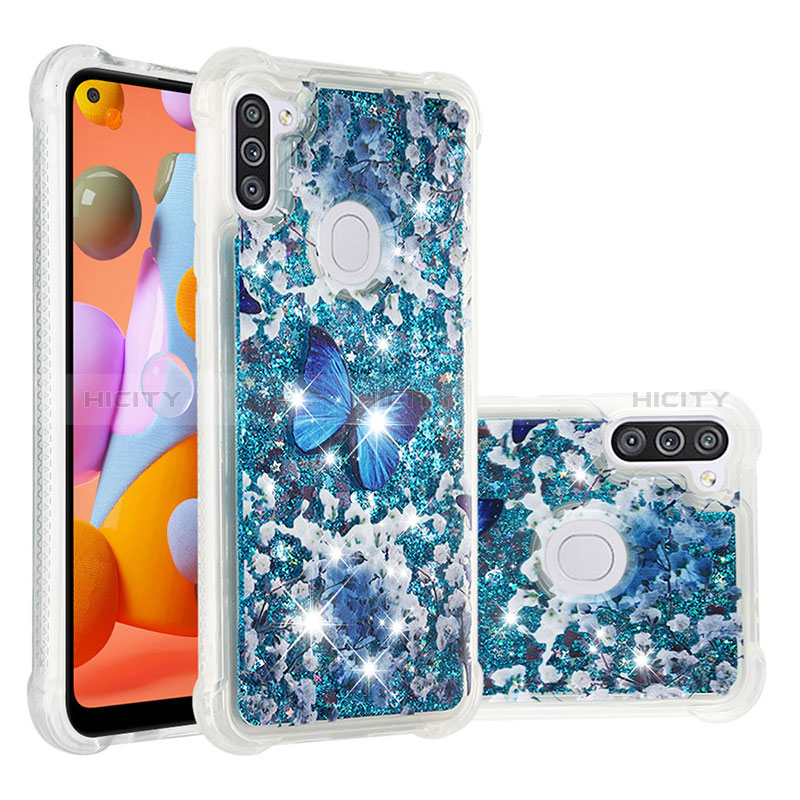 Custodia Silicone Cover Morbida Bling-Bling S03 per Samsung Galaxy A11 Blu