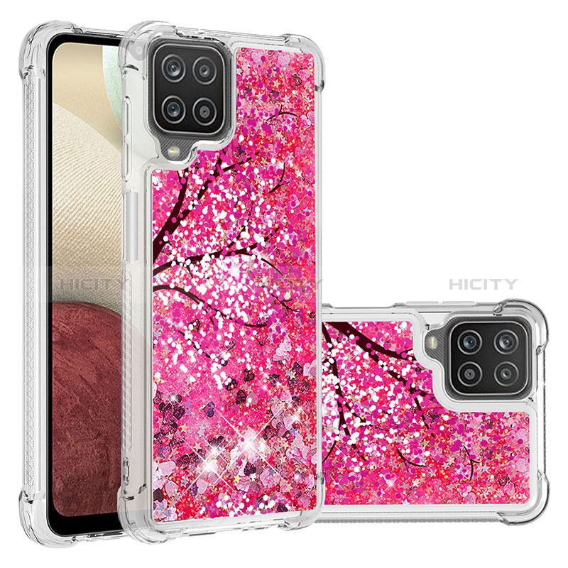 Custodia Silicone Cover Morbida Bling-Bling S03 per Samsung Galaxy A12 5G Rosa Caldo